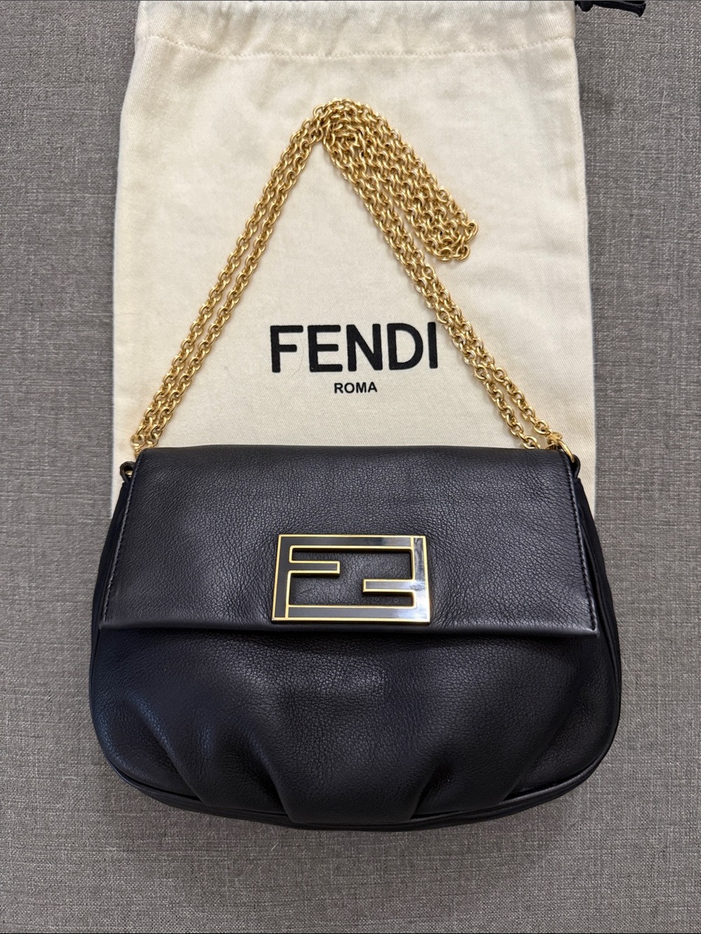 Fendi Black Leather Shoulder Bag